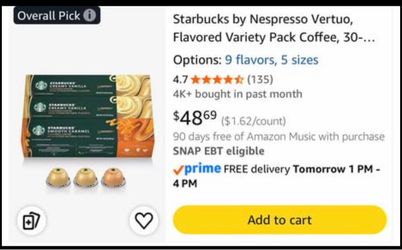 Starbucks by Nespresso Vertuo, Flavored Variety Pack Coffee