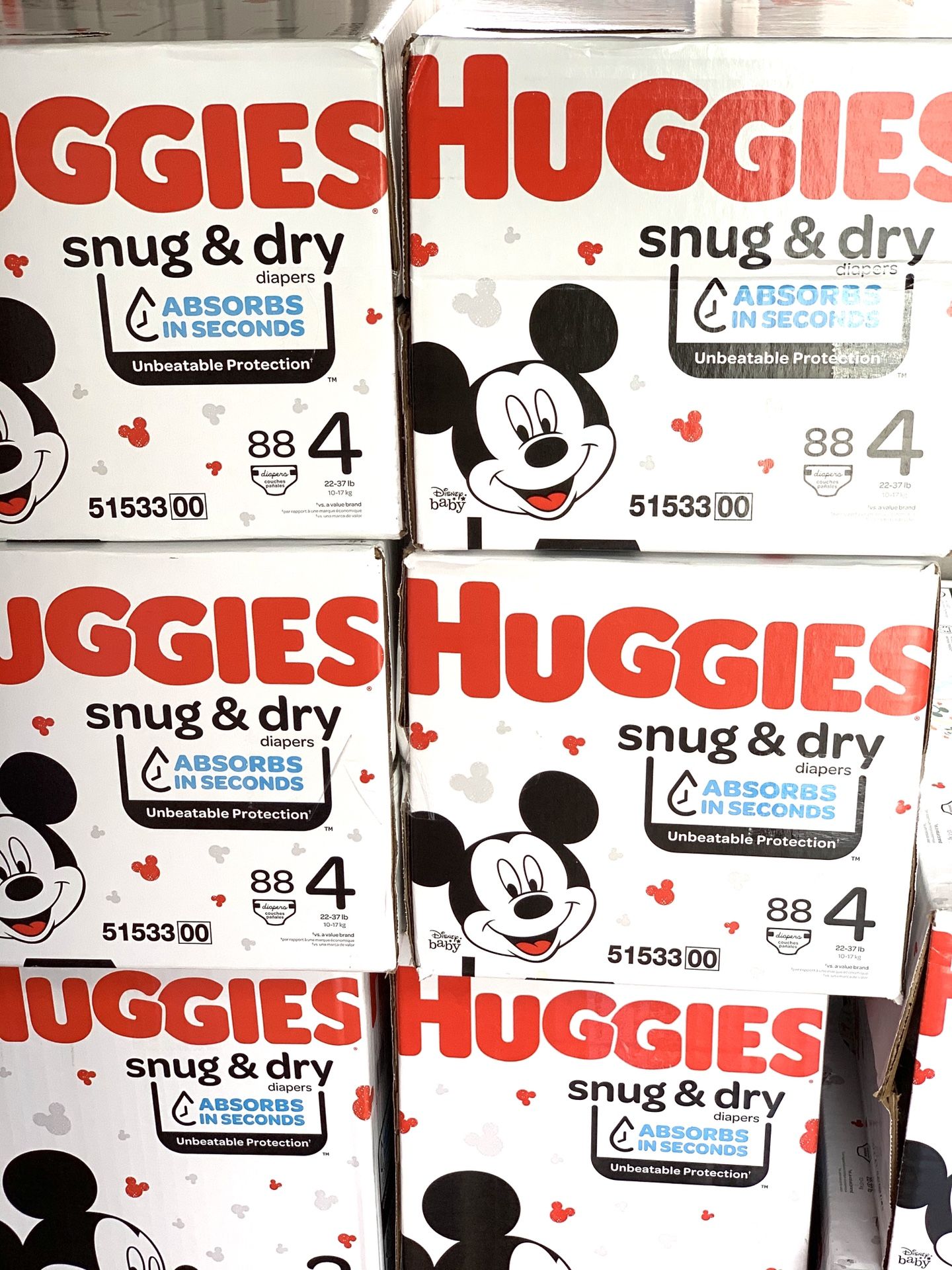 Huggies Snug dry size 4(88) diapers $24 per box