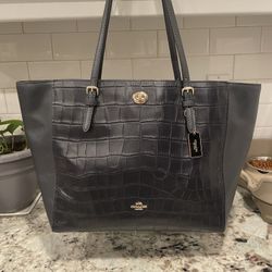 Coach Tote Crocs Blue Leather Bag