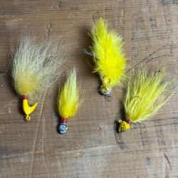 Fishing Lures Lot of 4 Yellow Feather Vintage Lures