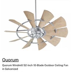 Quorum 52” galvanized cealing fan