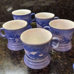 5 Currier And Ives Winter Series Coffee/cocoa Mugs