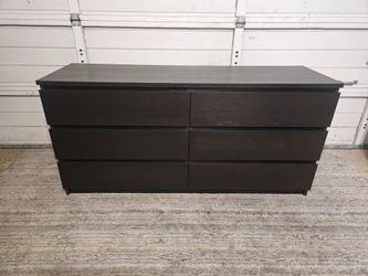IKEA 6-Drawer Dresser, Good Conditions 👍, Black Color, Measurement: W 63" ×  D  19" × H 30.5"