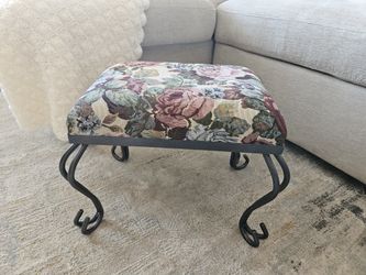 Vintage Metal And Fabic Footstool!