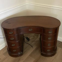 Antique Mahogany Wood Kidney Shaped Desk