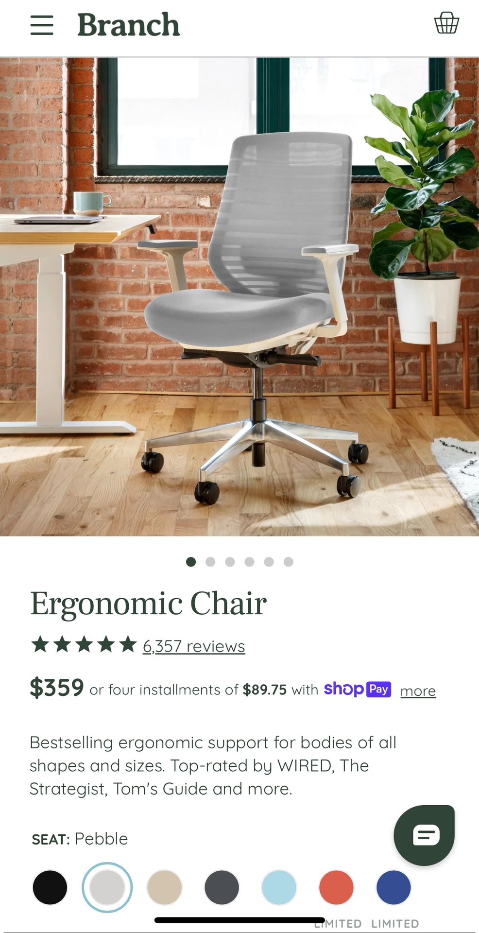 Branch Ergonomic Chair - Pebble