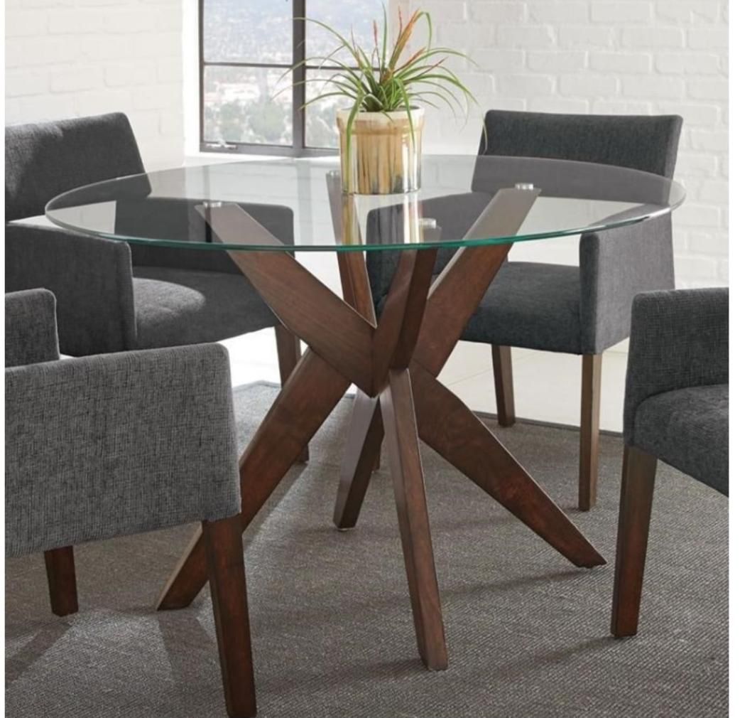 Amalie Clear Tempered Glass Top 10mm Steve Silver Co. Amalie Collection.
