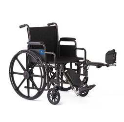 Medline Guardian K1 Basic Nylon Wheelchair with Swing-Back Desk-Length Arms and Elevating Leg Rests 18in Seat 300lbs 1Ct