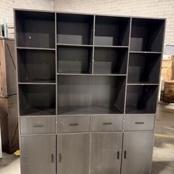 Modern Wooden Bookcase with Shelves, 4 Doors and 4 Drawers, Tall Storage Display Cabinet (some damages) $220 