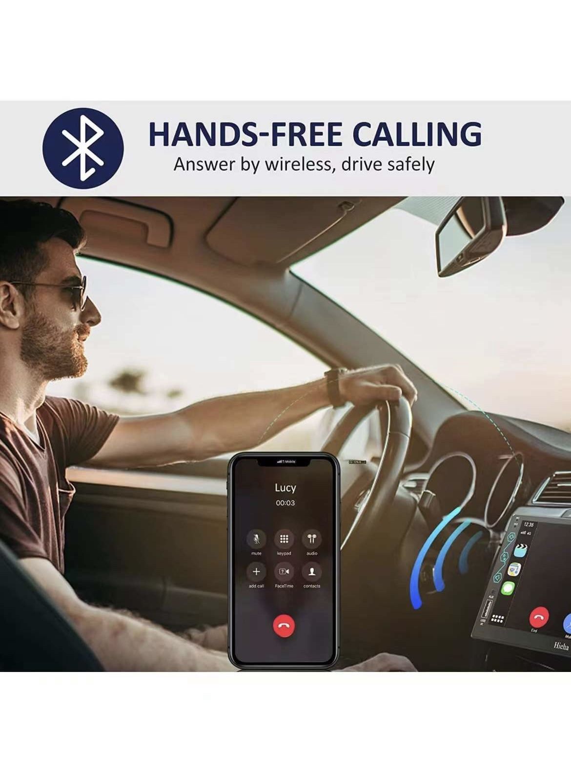 Car Stereo Compatible with Apple Carplay & Android Auto 7 Inch HD Touchscreen Car Radio with Bluetooth & Backup Camera Built in MicrophoneAM/FM Rad