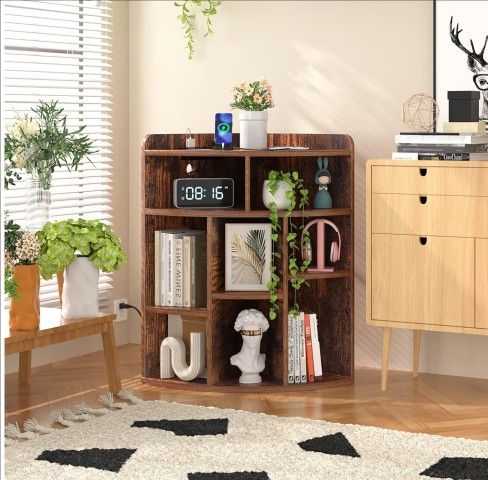 Modern Corner  Storage Rack with Charging Station