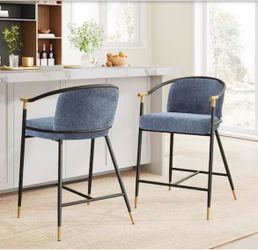 SET OF 2 Christopher Knight Brellix 26 in. Modern Boucle Fabric Upholstered Counter Stools - brand new