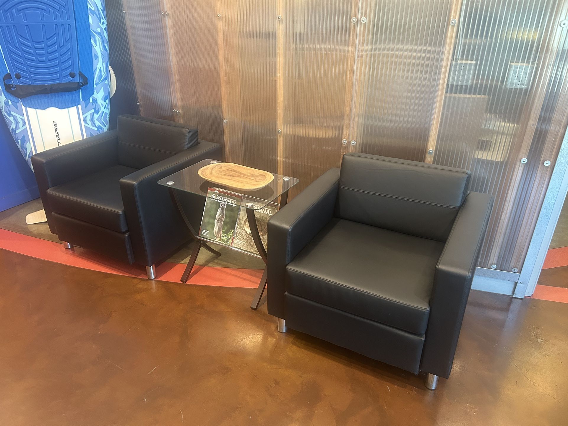 Lobby Chairs and Glass Table