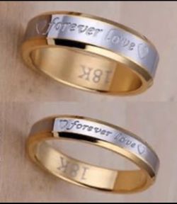 New Awesome Men’s and Women’s Forever Love couple rings your choice $25.00 each ring.Stamped 18k on inner band.Silver & Gold Tone. Men’s sizes 9,10,1