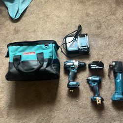 Makita drill impact and multi tool w bag and 5v battery