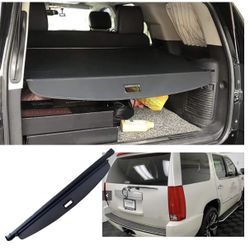 kaungka Cargo Cover Compatible for 2007-2014 Cadillac Escalade Chevrolet Tahoe GMC Yukon 2007-2013 Black Trunk Shielding Shade (Updated Version) (ONLY