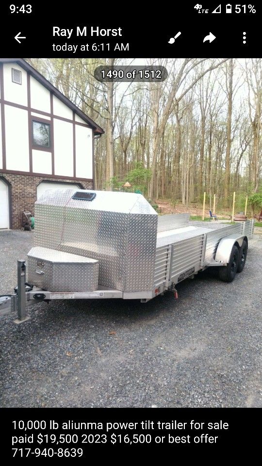 2023 20' Power Tilt 10,000 Lb Trailer $14,000 Or Best Offer Paid $20,000