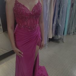 Brand New Fuscia Prom Dress Size 6 For Sale 