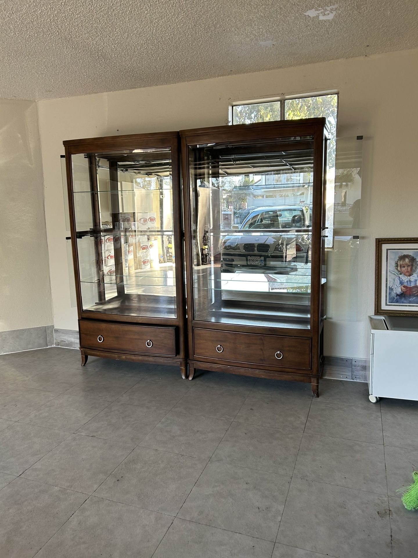 Glass Shelves, Solid Wood