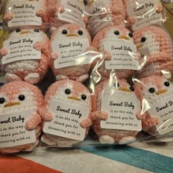 3" Pink Pinguin For Baby Shower 