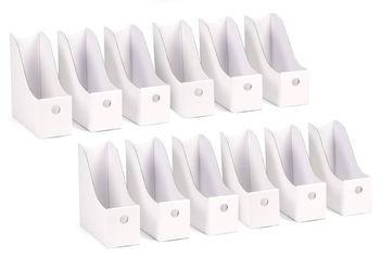 Blue Summit Supplies 12 Pack White Cardboard Magazine Holder,, Sturdy Corrugated Cardboard Magazine Holders, Cardboard Magazine File Boxes 12-Pack