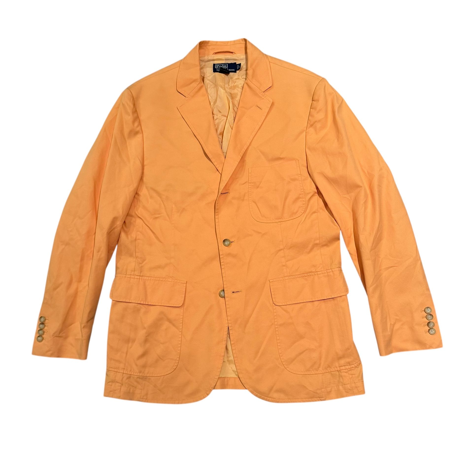 Vintage 90’ POLO RALPH LAUREN Mens Orange Cotton Jacket Blazer Size L 3 Button