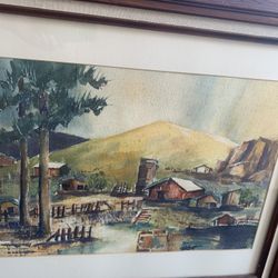 Original European Hand Painted Water Color C 1930s 