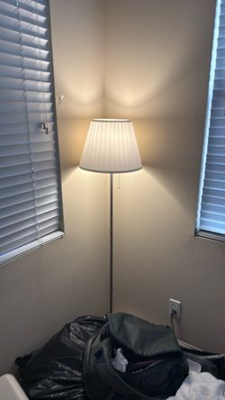 Floor Lamp with White Pleated Shade