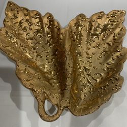Weeping Bright 22K Gold Leaf Vintage Candy Dish