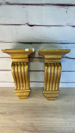 Gold Chalkwear Architectural Corbel Wall Shelves Sconces 2pc
