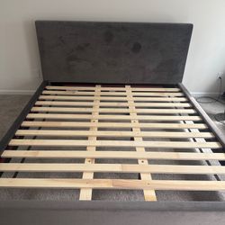 Saatva Rhodes King Bed Frame – Graphite Vintage Velvet, Excellent Condition