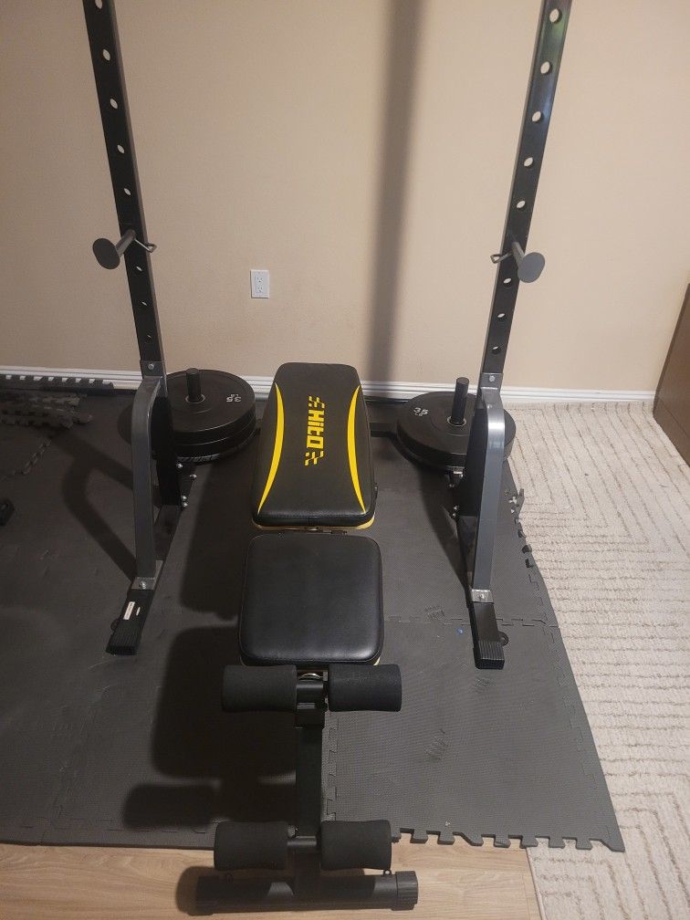 Squat And Bench Press Rack(with Bench And Bar)