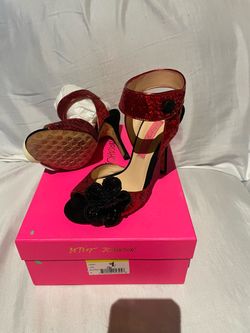Betsey Johnson Red Glitter Heeled Sandals