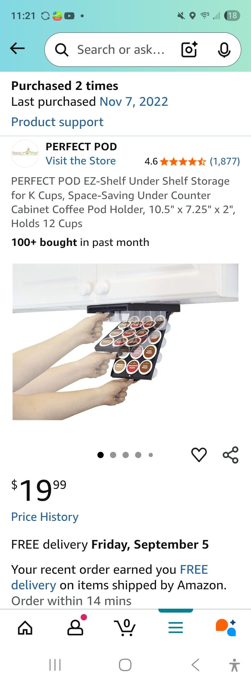 PERFECT POD EZ-Shelf Under Shelf Storage for K Cups