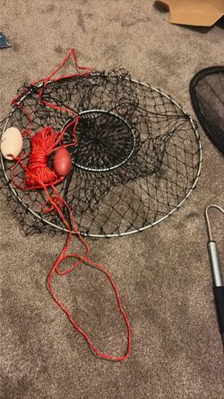 Crab Trap Net with Float and Line plus another net and gaff