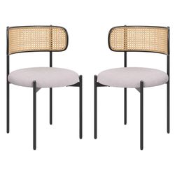 Set of 5 Rattan Cane & Bouclé Dining Chairs – East Harlem