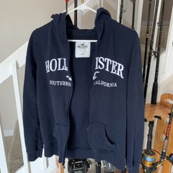 Hollister Unisex Navy Blue Jacket Hoodie Size Medium 