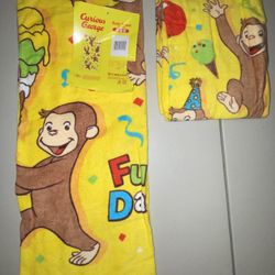 Curious George bath Beach Face Hand towels Set fun day ice cream
