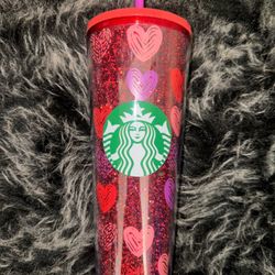 New Starbucks Glitter Heart Tumbler
