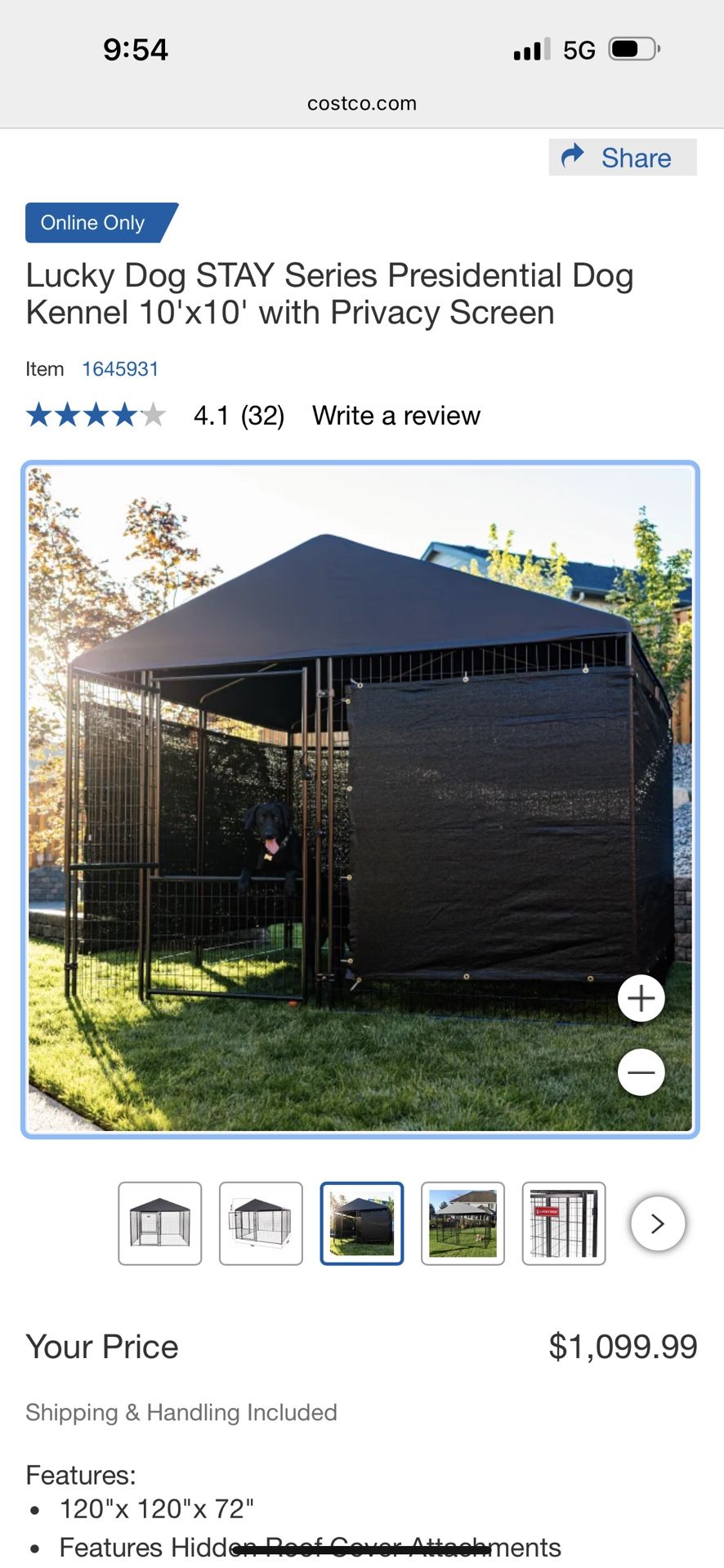 10x15 Partially Covered Dog Kennel