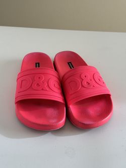 Dolce Gabbana DG Slides Saint Barth Fushia Jelly Rubber sandals beach pool sz 5.5 US