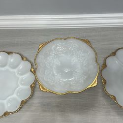 GORGEOUS SETS OF 3 GOLD TEIM PLATES 