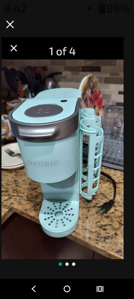 Keurig Single serve Coffee System Tiffany Blue Like New! Paid Extra For The Cup Holders On The Side! Included!