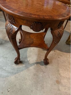 Vintage European Wood Carved Side Table