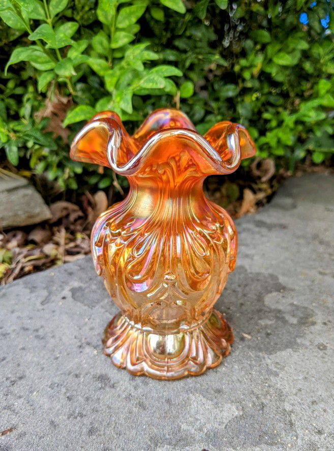 Carnival Glass Vase Marigold Imperial Roccoco