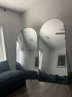 30 in. W × 71 in. H Arched Classic Black Aluminum Alloy Framed Oversized Full Length Mirror