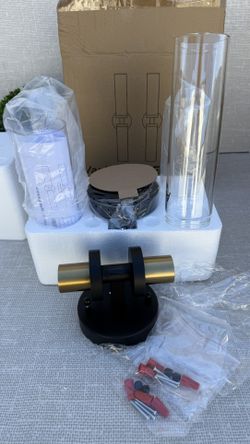 Black Brass Gold Wall Sconces Set of Two Clear Glass Shade Indoor