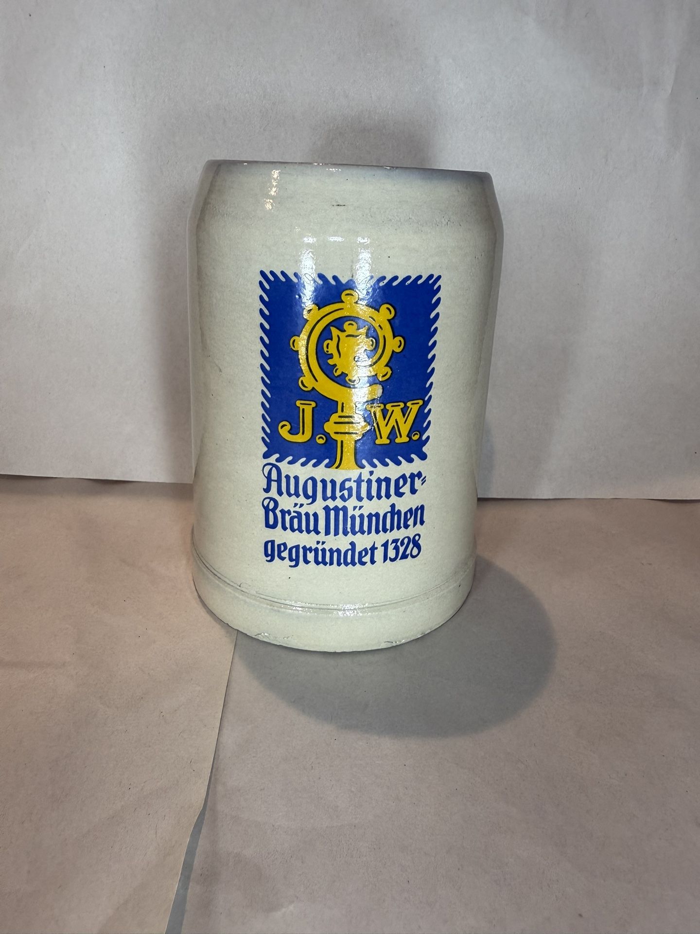 Vintage J.W. Augustiner Brau Munchen 1328 Beer Stein .5 liter Made in Germany