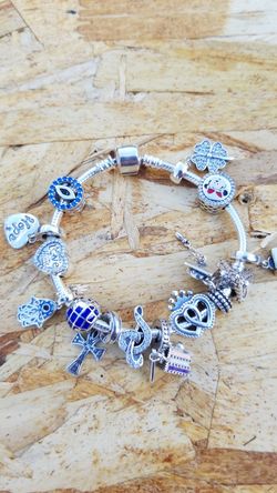 925 Sterling Silver Pandora style bracelet 7"