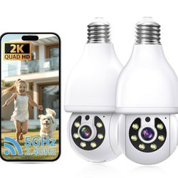 2K Light Bulb Security Camera 5G&2.4G WiFi Security Cameras Wireless Outdoor Indoor,360°Bulb Cameras for Home Security Outside Indoor,Motion Detection